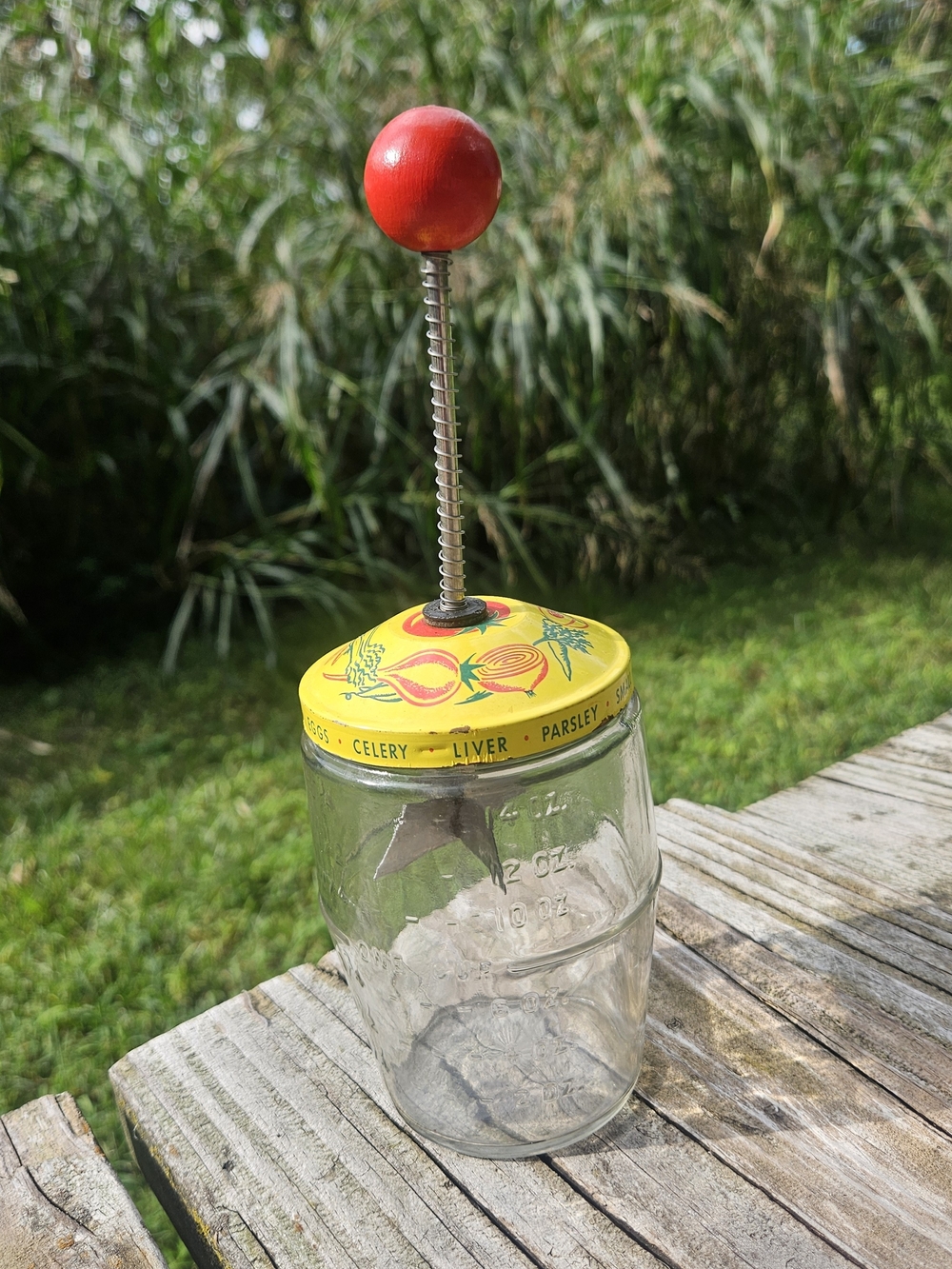 Vintage Spring-action Hand Food and Nut Chopper, likely from the 1940s